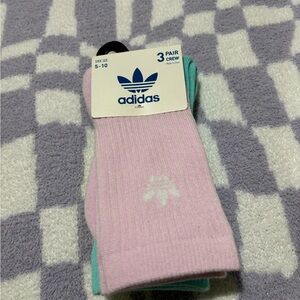 Adidas Men's Pink Crew Socks - 3 Pack